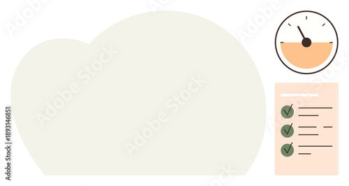 Time management, productivity, organization, project planning, goal setting, task prioritization. Checklist with checkmarks and a timer icon. Productivity and time management concept