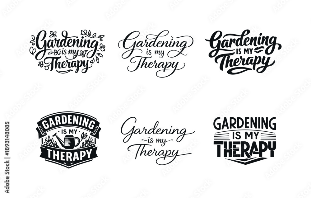 Obraz premium Garden Lettering Variations. Garden quote lettering phrases. Set lettering. harmonious lettering variations of the same emblematic concept, each with different