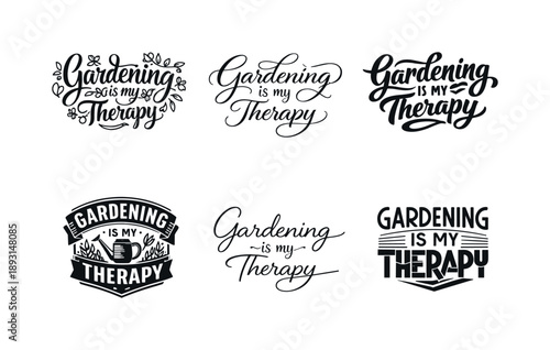 Garden Lettering Variations. Garden quote lettering phrases. Set lettering. harmonious lettering variations of the same emblematic concept, each with different