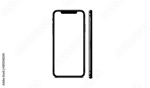 Clean 3D smartphone mockup vector with transparent screen for business and app design