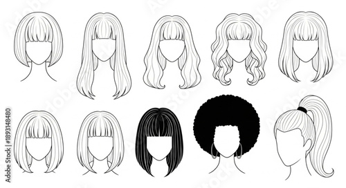 Collection of diverse hairstyles and haircuts for women.