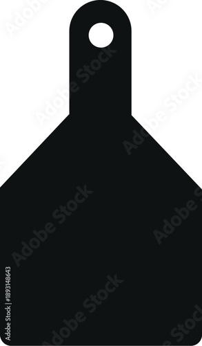 Solid black cutting board silhouette for professional culinary kitchen and restaurant cooking tool design concepts isolated on a white background
