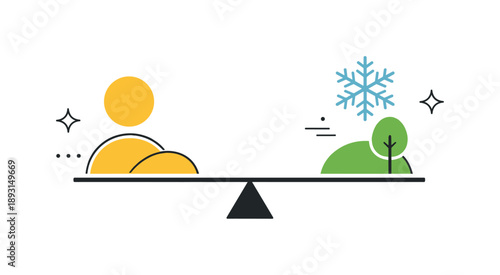 Seasonal Geometric Harmony. Abstract seasonal balance. Two or more seasonal color accents balanced in a clean geometric composition. Order, simplicity, and