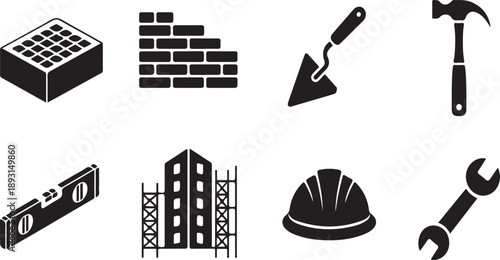 Construction tools and building including brick block trowel hammer level building hard hat wrench