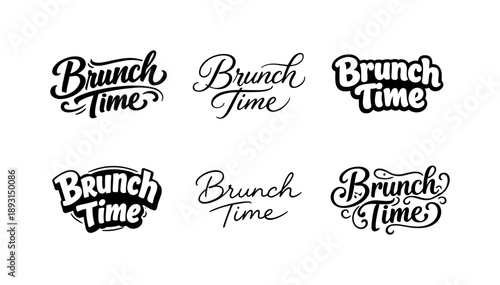 Brunch Lettering Variations. Brunch time. Set lettering. harmonious lettering variations of the same emblematic concept, each with different artistic