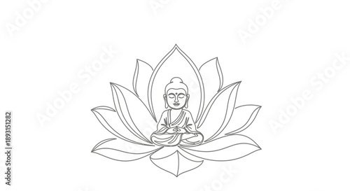 Buddha Statue Sitting on Lotus Flower.