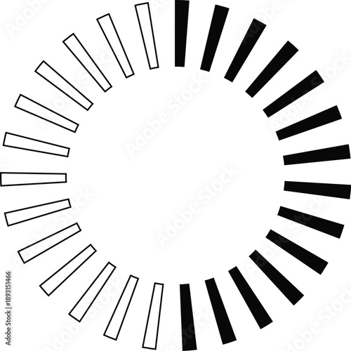 Minimalist radial dotted progress icon for digital interface loading and software development design concepts