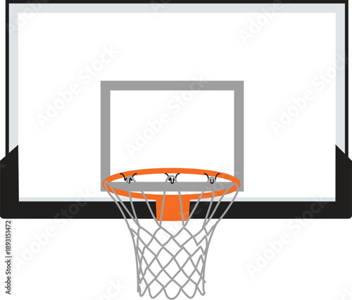 Orange basketball hoop and backboard outline for sports equipment and athletic team match design concepts
