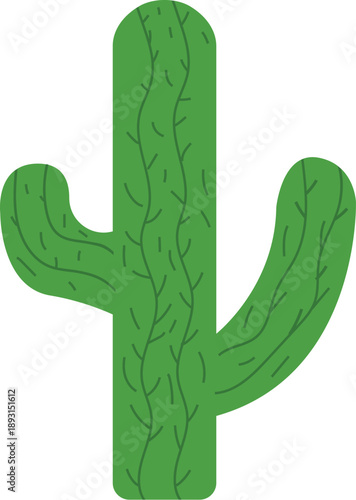 Green desert saguaro cactus illustration for southwestern nature environment and arid landscape design concepts
