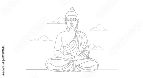 Sitting Buddha Meditation Serene Peaceful Statue.