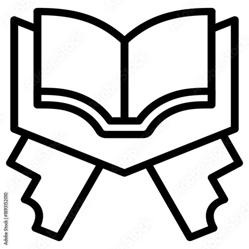 Icon of an open Al-Qur'an symbol on top of a very cash register while welcoming the holy month of Ramadan and Islamic religious Ramadan