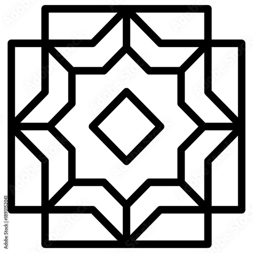 Islamic geometric pattern icon with modern and minimalist octagonal star design, a decorative element concept suitable for Ramadan.