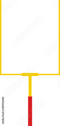 Yellow American football goal post field goal icon for sports equipment and game score design concepts isolated on white background