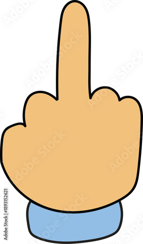 Hand middle finger gesture illustration for rude attitude rebellion and offensive message design concepts isolated on white background