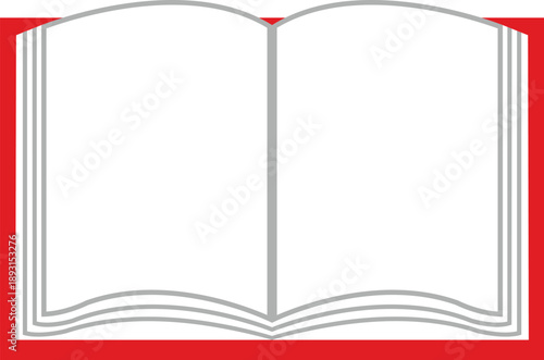 Pink and white open book outline illustration for education literacy and children storybook learning design concepts