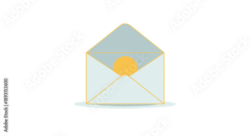 Stylized Open Envelope Icon with a Glowing Orb Symbolizing New Message or Special Notification