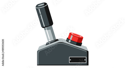 Retro Inspired Gaming Joystick with Prominent Red Push Button Controller Illustration