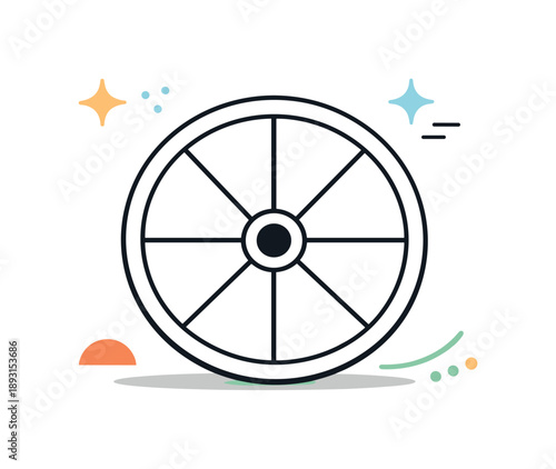 Abstract Wagon Wheel. Abstract wagon wheel design. A simplified wagon wheel used as an abstract graphic element, with geometry and symmetry emphasized. The