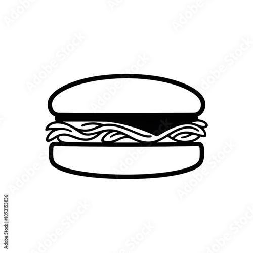 hamburger burger sandwich fast food silhouette vector icon