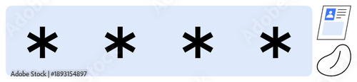 Password protection. Asterisks data encryption and secure logins, paired with ID and biometrics. Password protection promotes cybersecurity across platforms, accounts, and devices. Great for digital