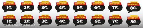 Set of Discount Sales Funnel Badges from 10 to 70 Percent Off