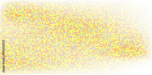 Warm colorful abstract dotted pattern with scattered vibrant circles creating a lively modern background on white space.