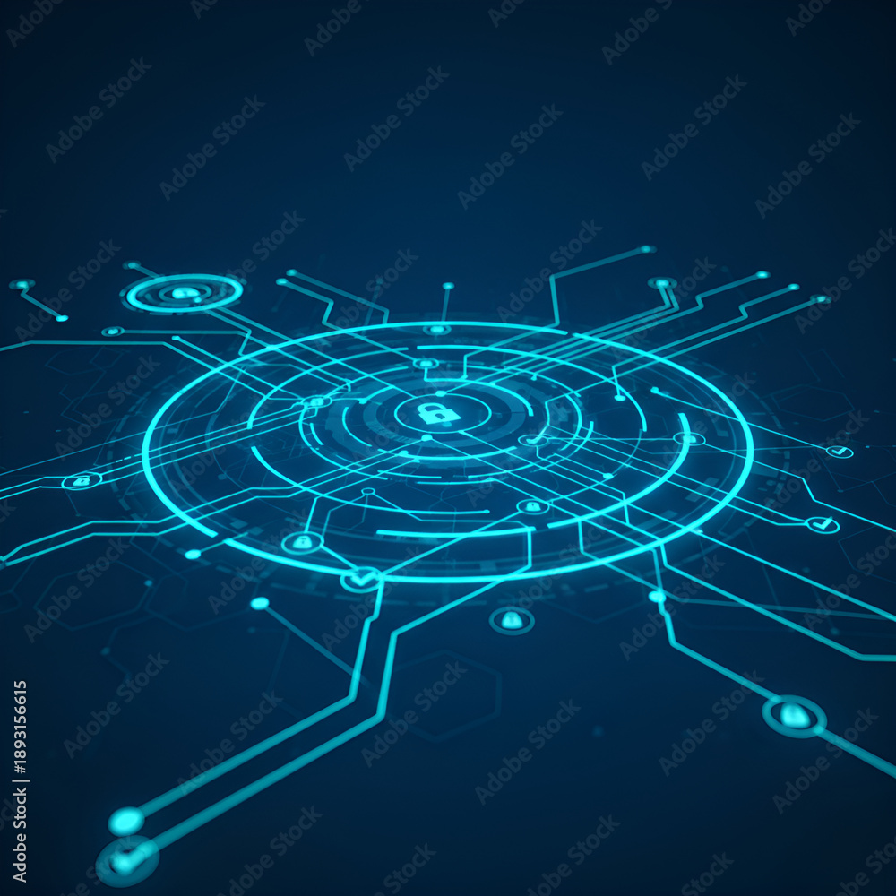 Fototapeta premium Cybersecurity concept background, secure digital infrastructure with layered defense