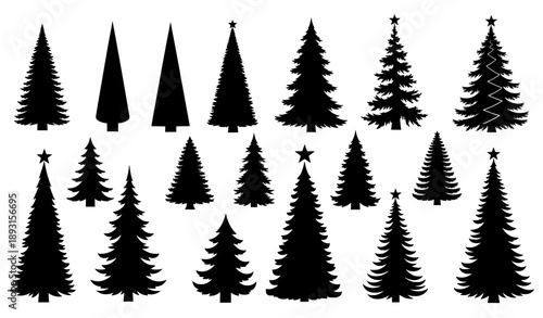 Christmas tree silhouettes vector collection holiday design
