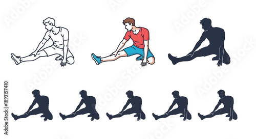 A man stretches leg muscles in preparation for physical.