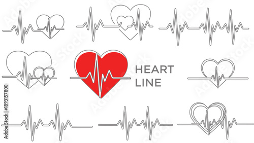 Heartbeat line variations include a central red.