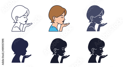 The profile view shows a person blowing a kiss gesture.