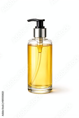 Wallpaper Mural Clear Glass Massage Oil Bottle with Pump Isolated on White Torontodigital.ca