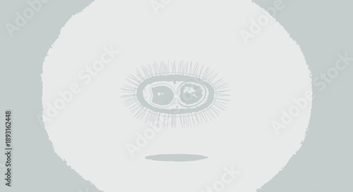 Abstract microbiological organism or virus under a microscope on a light gray background, representing biology and science