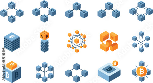 Cryptocurrency and blockchain technology icons
