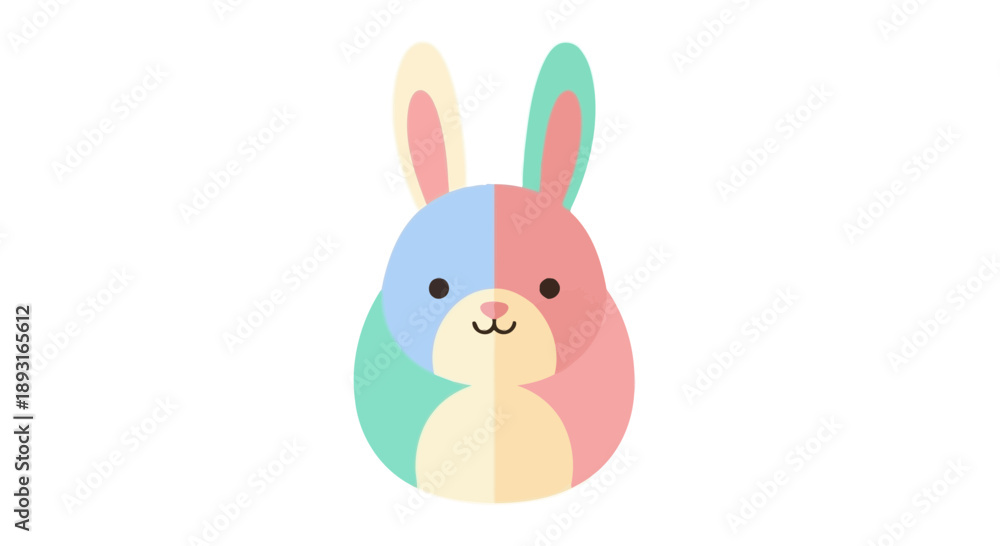 Fototapeta premium Cute Kawaii Rabbit Icon Flat Design