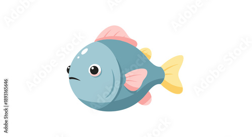 Cute Cartoon Fish Illustration Isolated on White Background