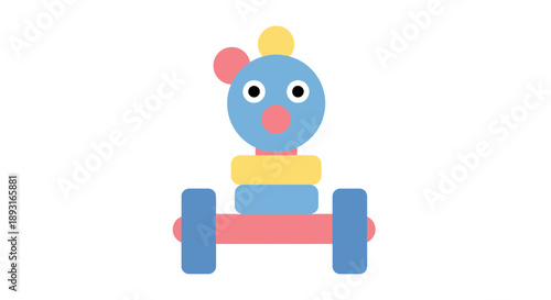 Cute Toy Robot with Wheels and Stacked Rings