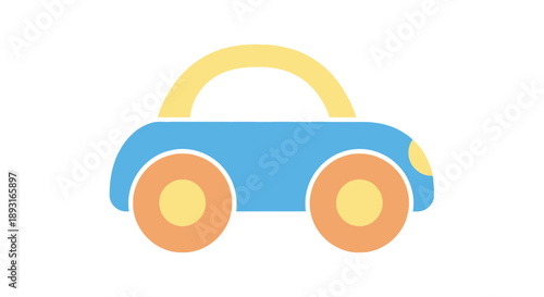 Cute Blue Toy Car Illustration