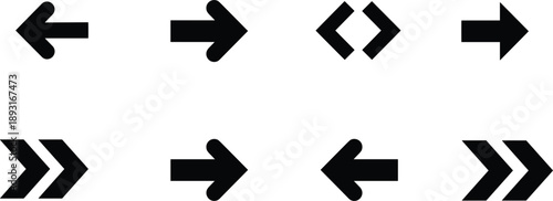 Minimal arrow direction icons set for navigation interface user experience controls and web application design vector