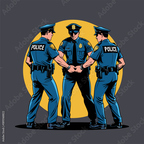 vector illustration of a person being handcuffed by the police