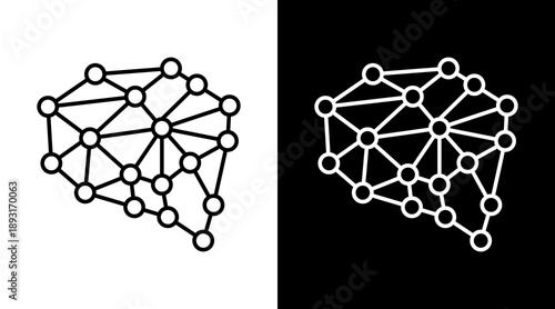 Neural Network White Icon Set Design