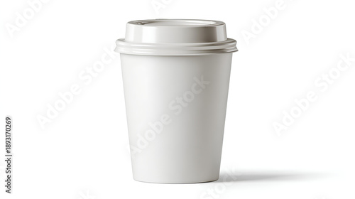 Wallpaper Mural White disposable paper coffee cup with lid, to go beverage mockup for cafe, isolated on white background with clipping path Torontodigital.ca