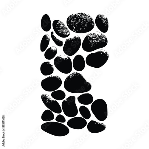 Black stones isolated on white background
