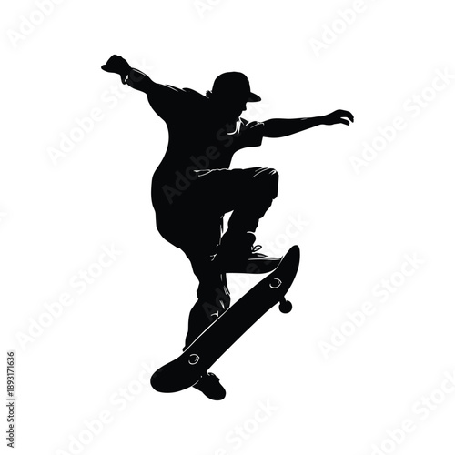 Silhouette of Skateboarder Performing Trick