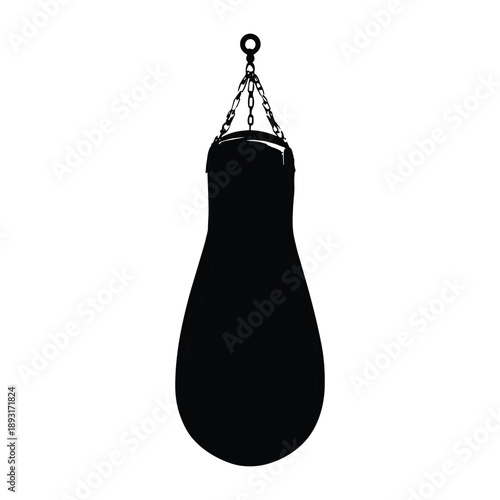 Hanging punching bag silhouette with chains