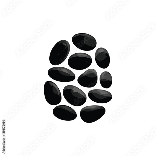 Black Beans Group on White Background