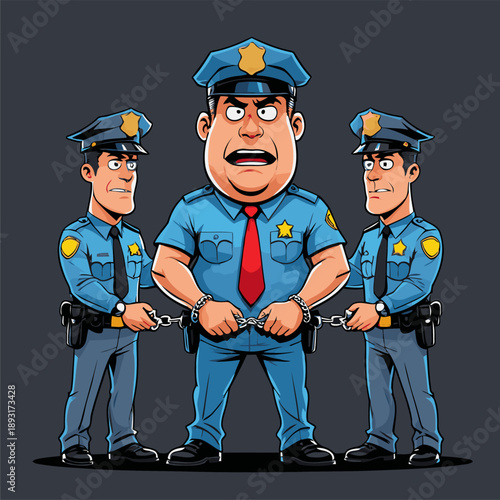 vector illustration of a person being handcuffed by the police