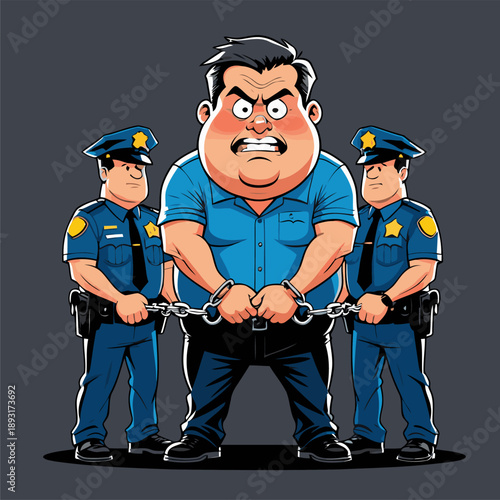 vector illustration of a person being handcuffed by the police