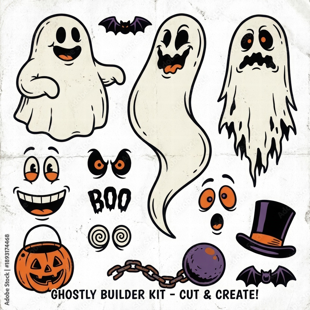 Obraz premium Fun Ghostly Builder Kit for Creative Halloween Projects