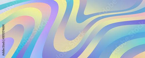 Abstract Pearl Gradient Background. Iridescent Wave Bg with Holographic Gradation. Vector Pastel Color Rainbow Pattern.